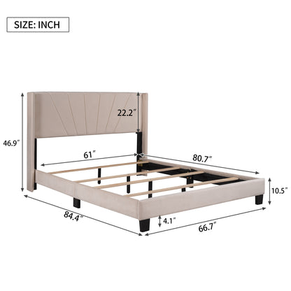 Velvet Upholstered King Platform Bed