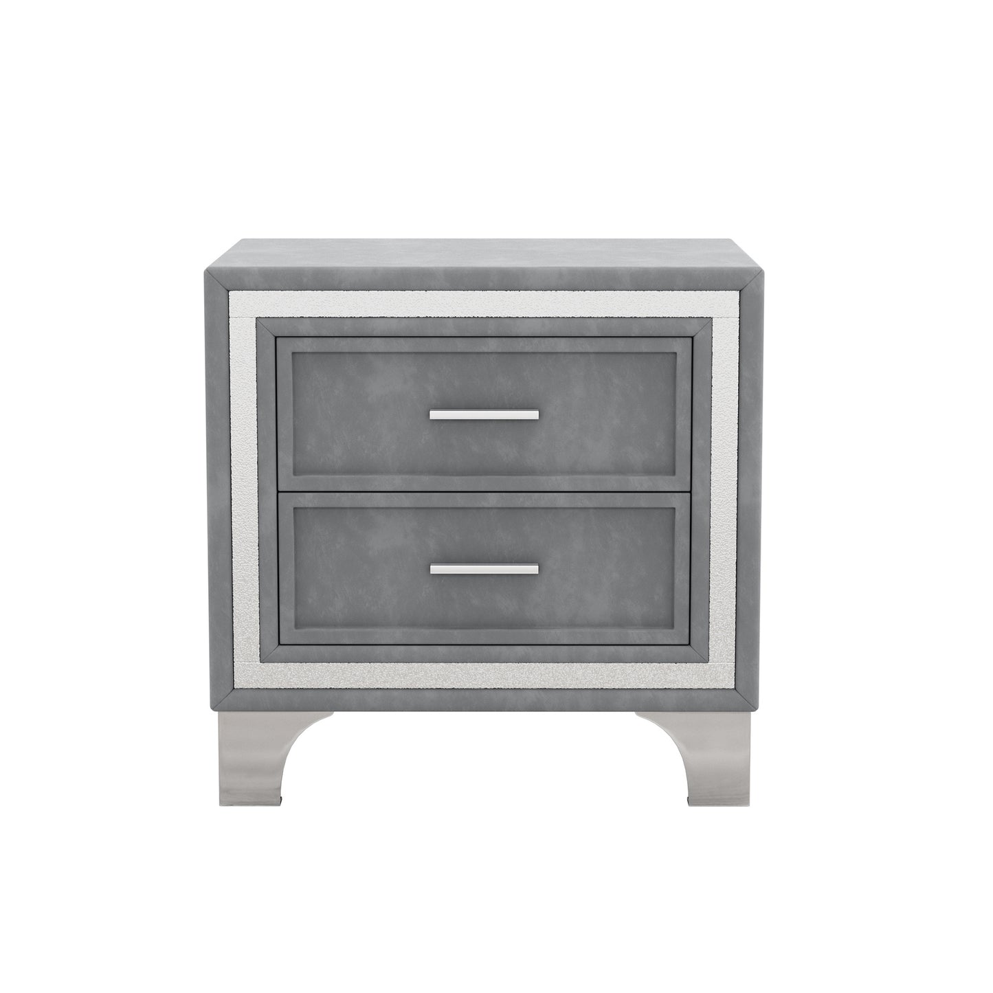 3-pieces upholstered platform bed with led lights and two nightstands-gray