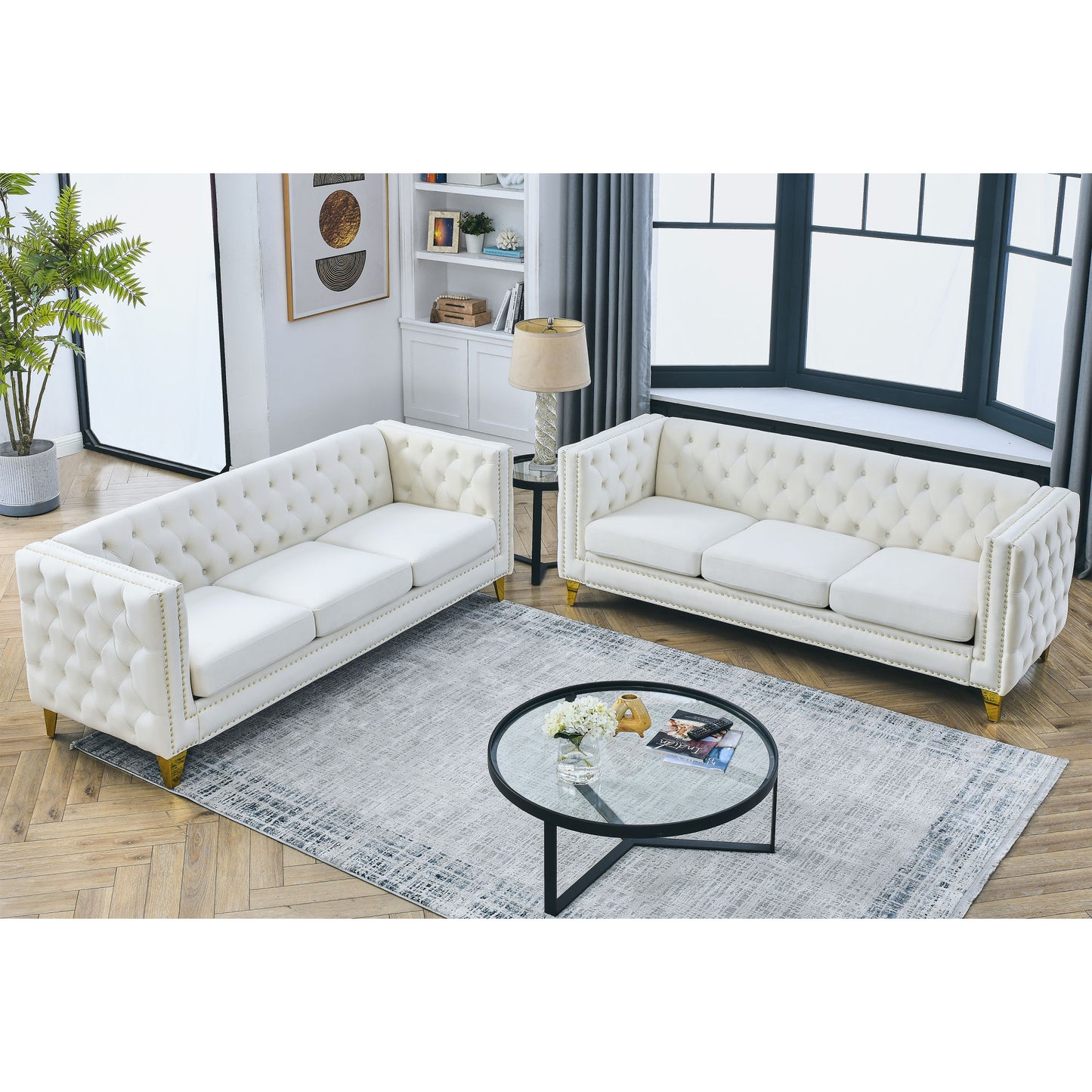 kate velvet upholstered sofa, beige velvet