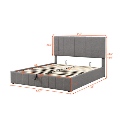 Queen size Upholstered Platform bed with a Hydraulic Storage System - Gray Queen size Upholstered Platform bed with a Hydraulic Storage System - Gray Queen size Upholstered Platform bed with a Hydrau