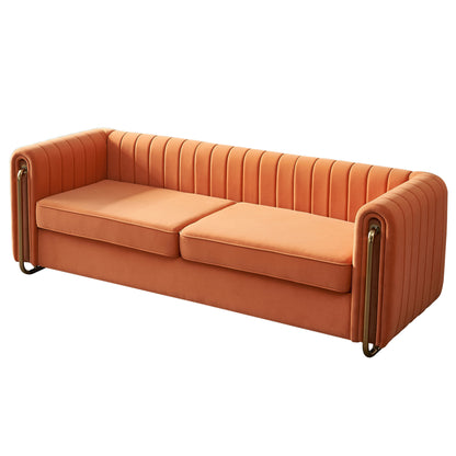Cane Velvet Sofa , Orange