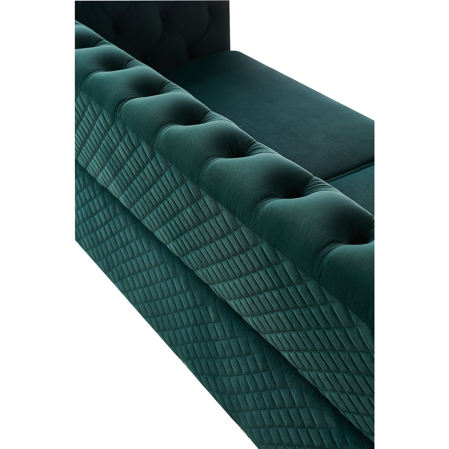 modern tufted velvet sofa, green