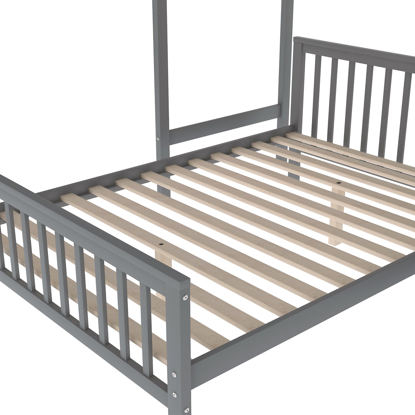 twin over full loft bed with staircase,gray