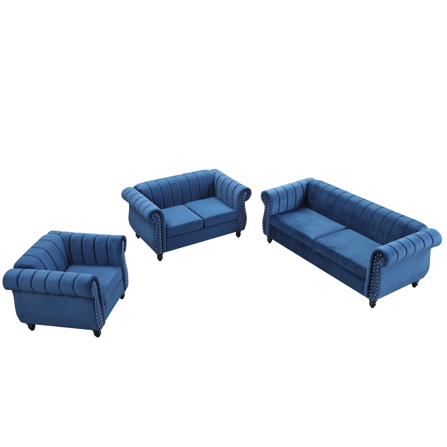 frosted velvet upholstered sofa set