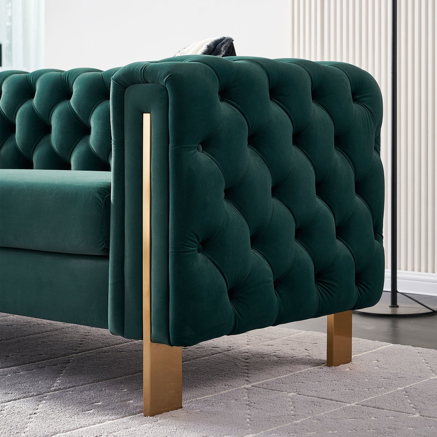 chesterfield modern tufted velvet sofa, green