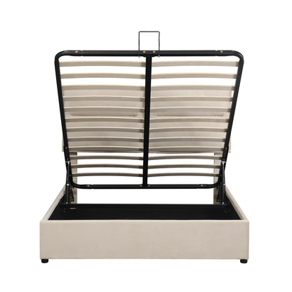 Upholstered Platform bed with a Hydraulic Storage System