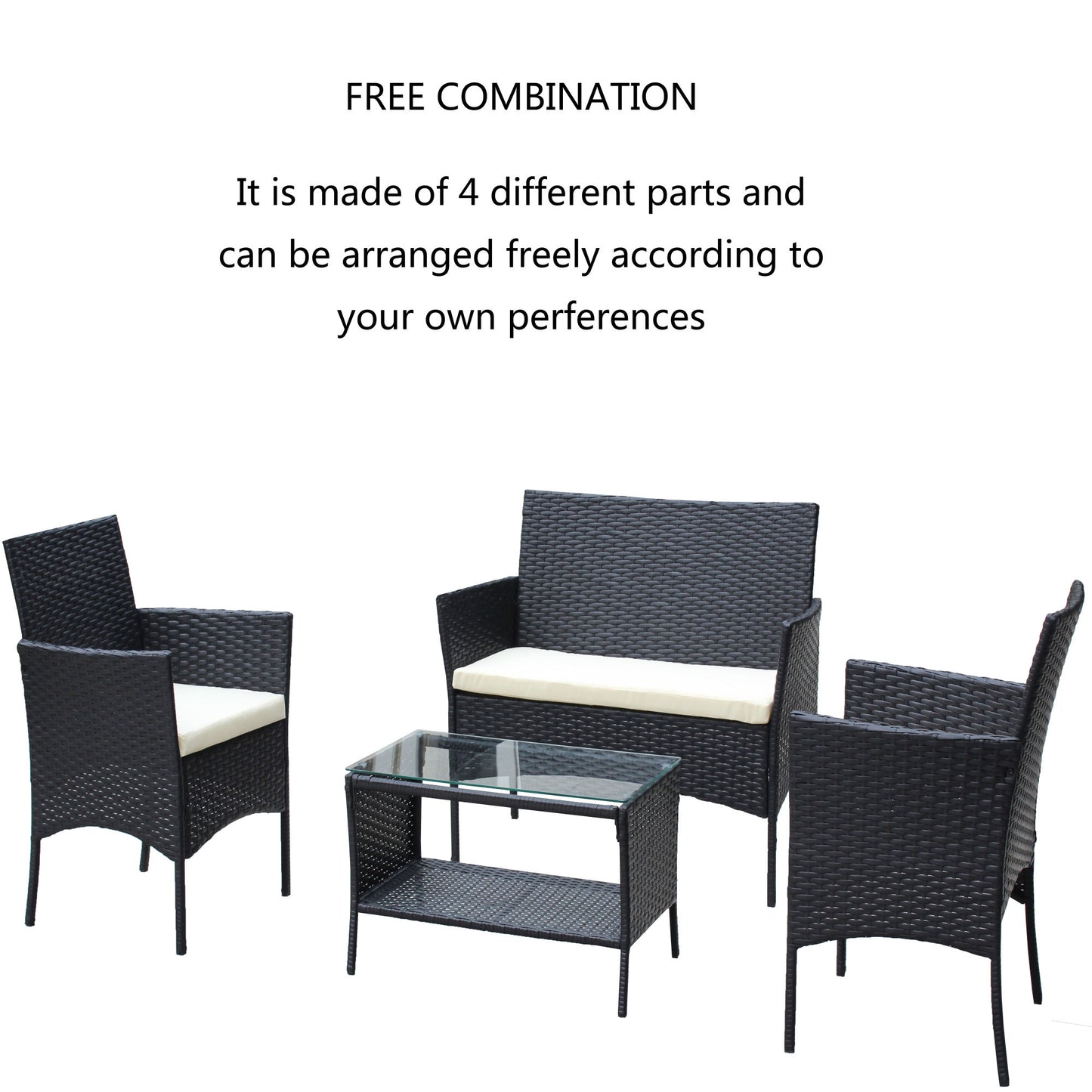 4 pc rattan patio set