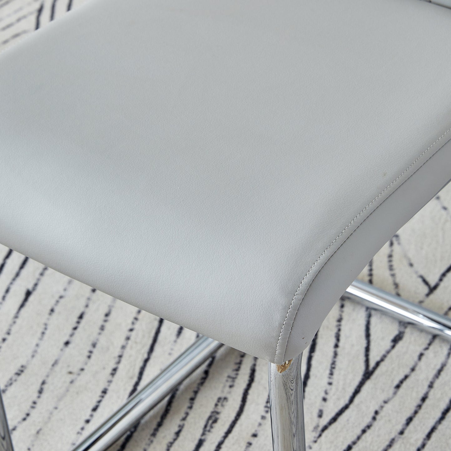 faux leather cushion chairs set of 6, light grey+pu leather
