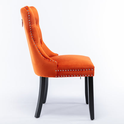 High-end Tufted Upholstered Dining Chairs, 2-Pcs Set Orange
