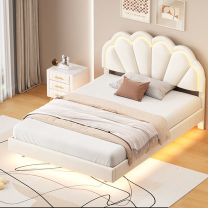 Smart LED Bed Frame with Elegant Flowers Headboard