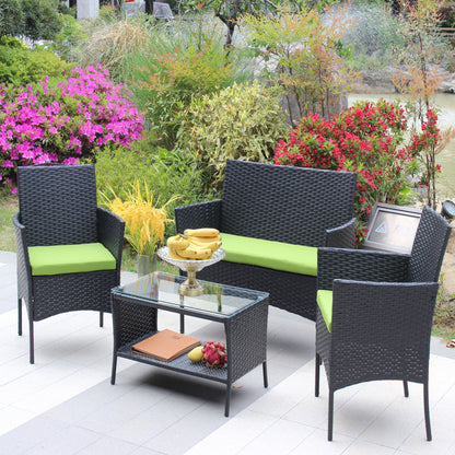 4 PC Rattan Patio Set