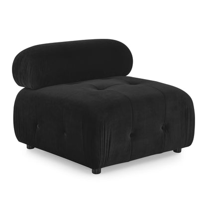 Button Tufted Modular Sectional Sofa, Black Velvet