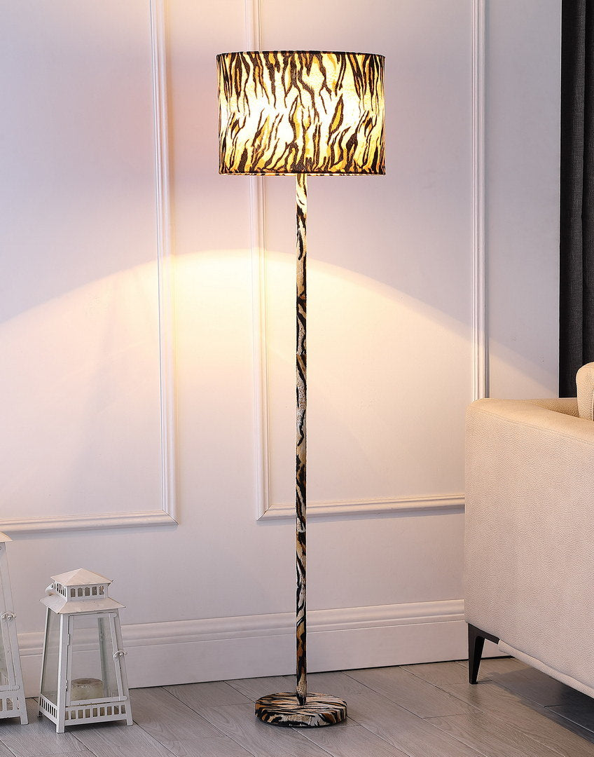59" faux suede tiger print floor lamp