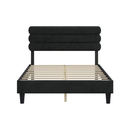 Rudy Queen Bed Frame with Headboard, Dark Grey