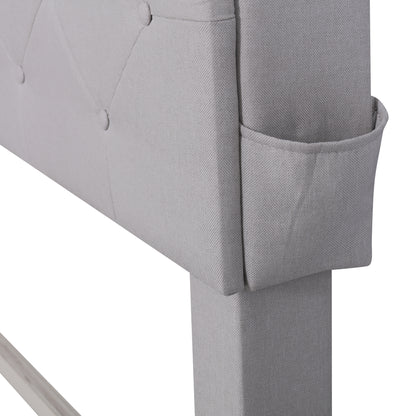 Upholstered Platform Bed with Storage Headboard, LED, USB Charging and 2 Drawers
