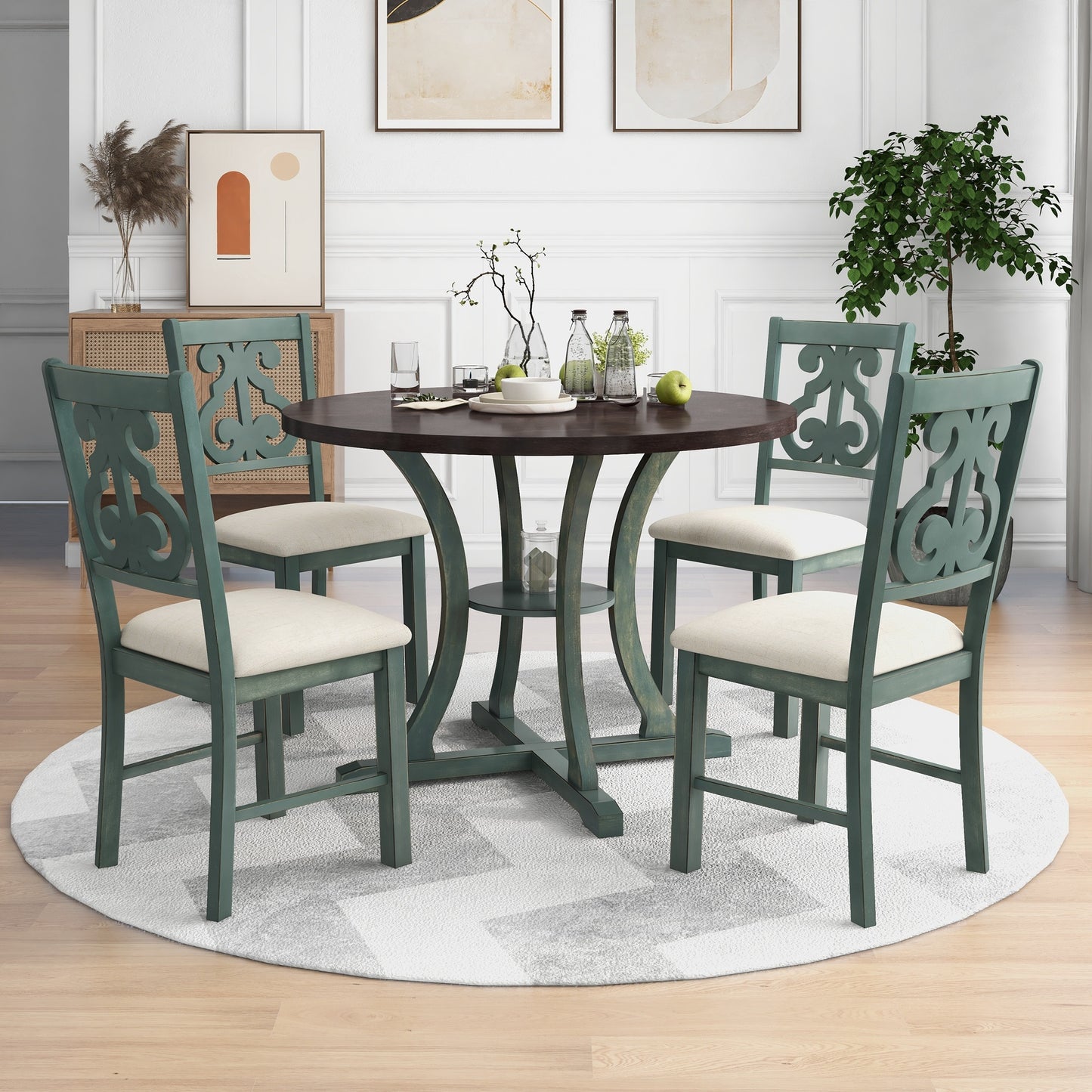 5-piece round dining table set