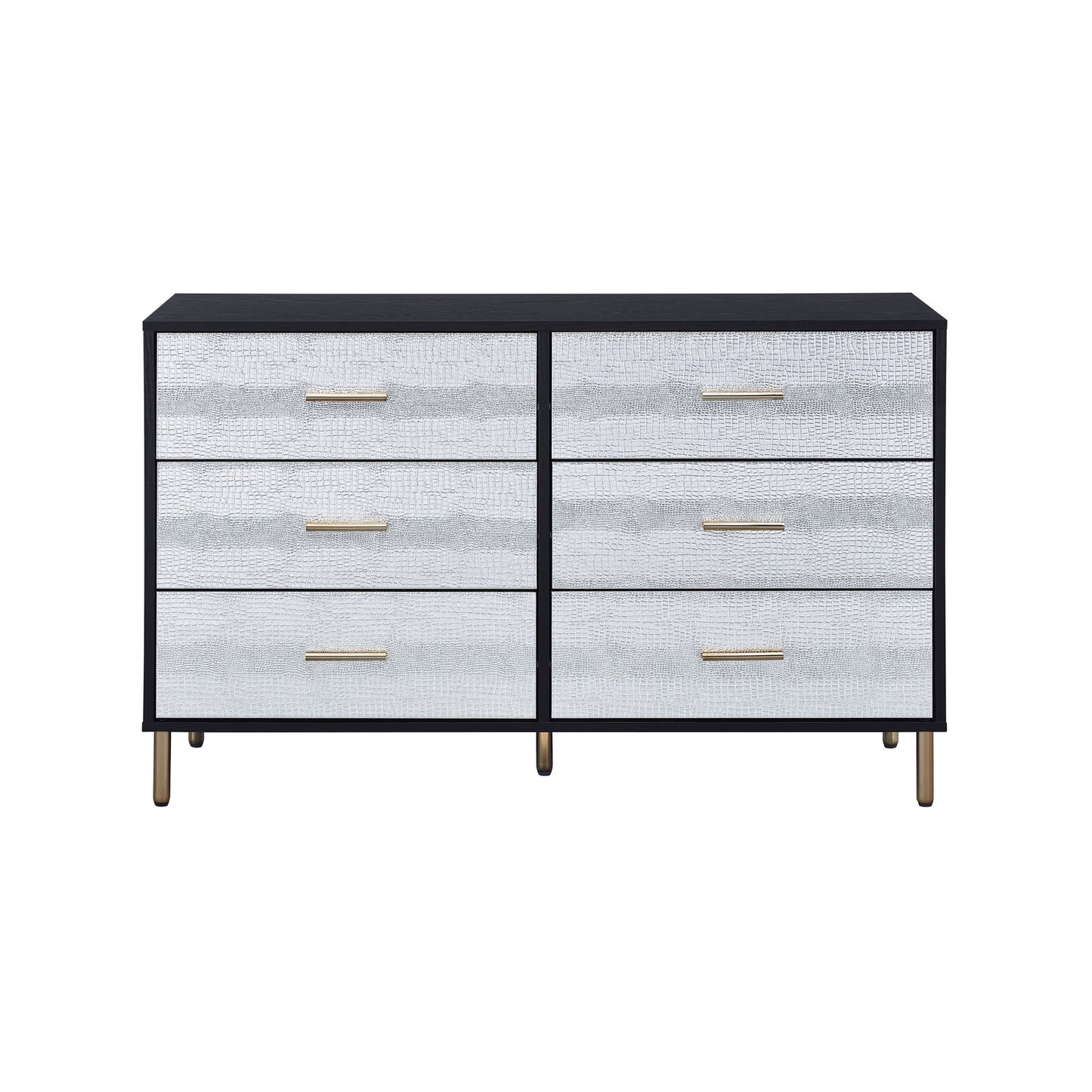 acme myles dresser, black, silver & gold finish