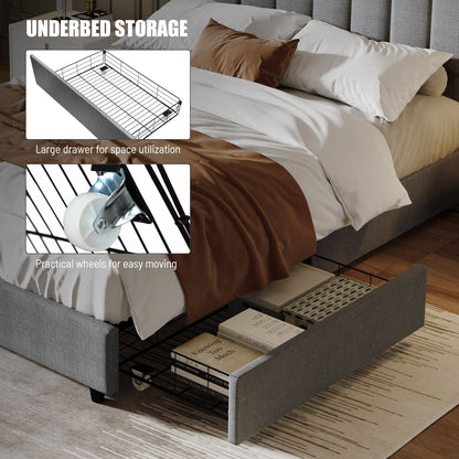 Judy Upholstered Platform Bed Frame with 2 Drawers