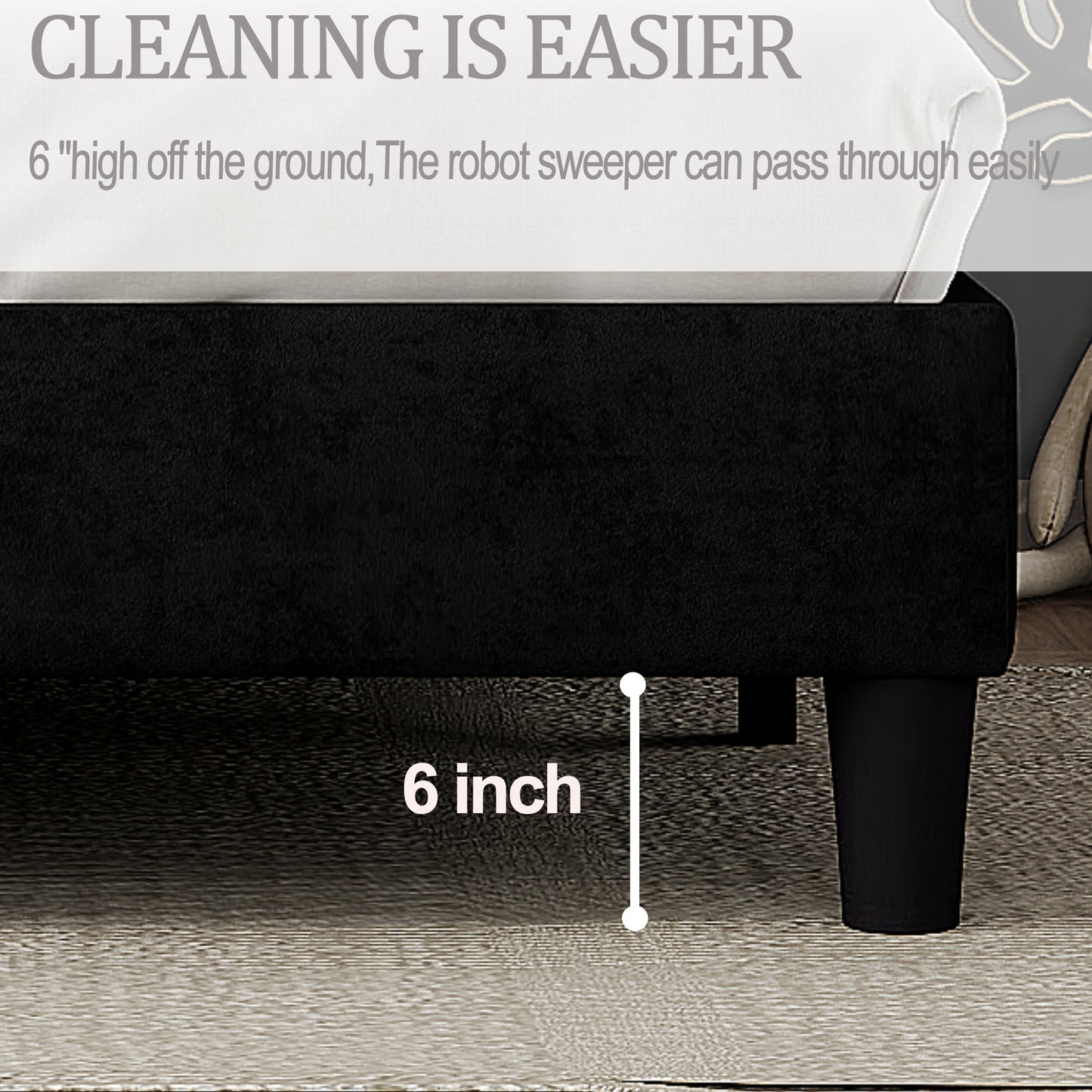 rudy queen bed frame with headboard, dark grey