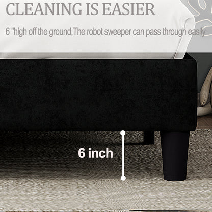 Rudy Queen Bed Frame with Headboard, Dark Grey