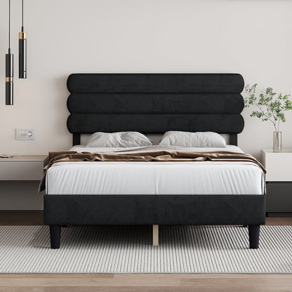 Rudy Queen Bed Frame with Headboard, Dark Grey