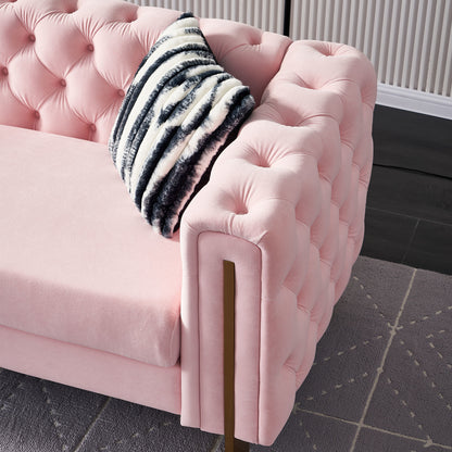 Chesterfield Modern Tufted Velvet Sofa, Pink