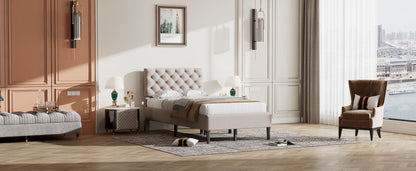 Linen Upholstered Platform Bed
