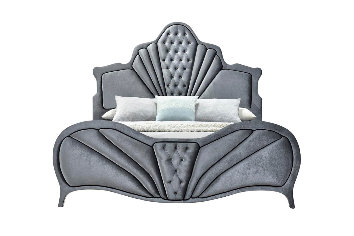acme dante queen bed, gray velvet