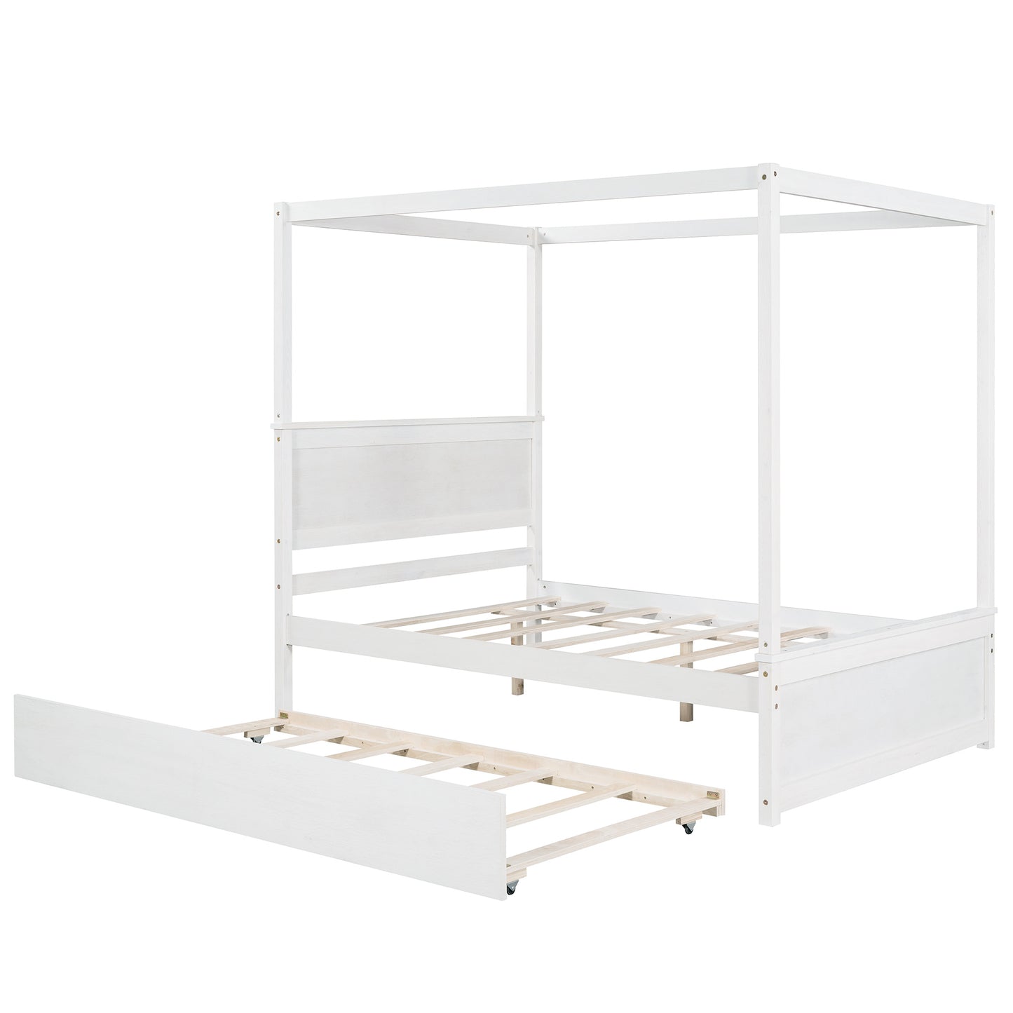 wood canopy bed with trundle
