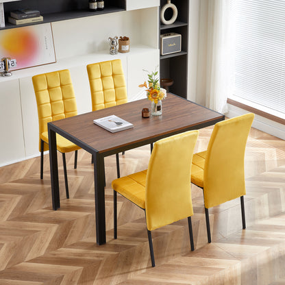 Nordic Dining Chairs Set Of 4, Yellow Velvet High Back