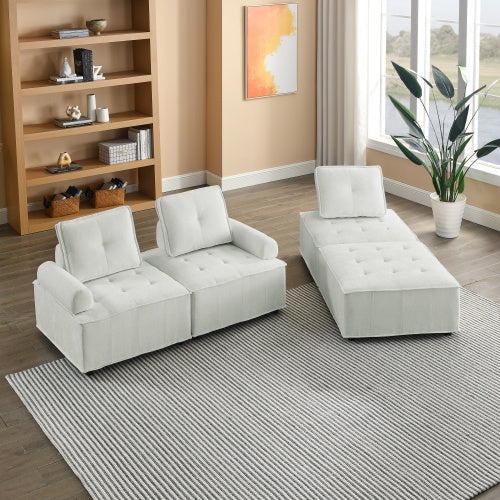 chenille l-shape modular sectional sofa