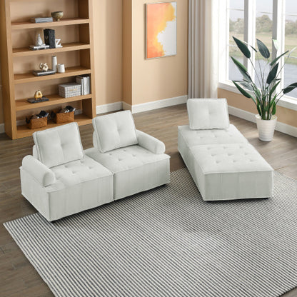 Chenille L-Shape Modular Sectional Sofa