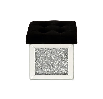 ACME Noralie OTTOMAN W/STORAGE Mirrored & Faux Diamonds