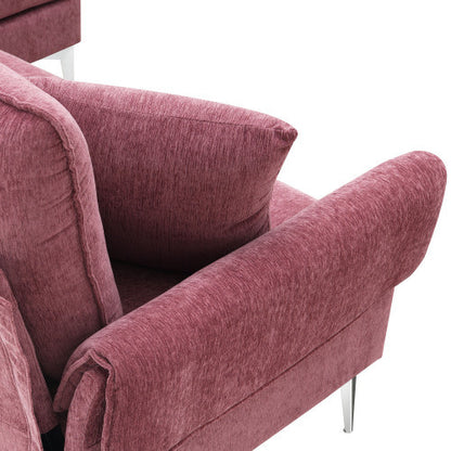 Chenille L-Shaped Sofa with 2 Pillows