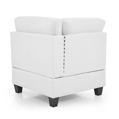 L shape Modular Sectional Sofa includes 2 Ottomans, Ivory Chenille