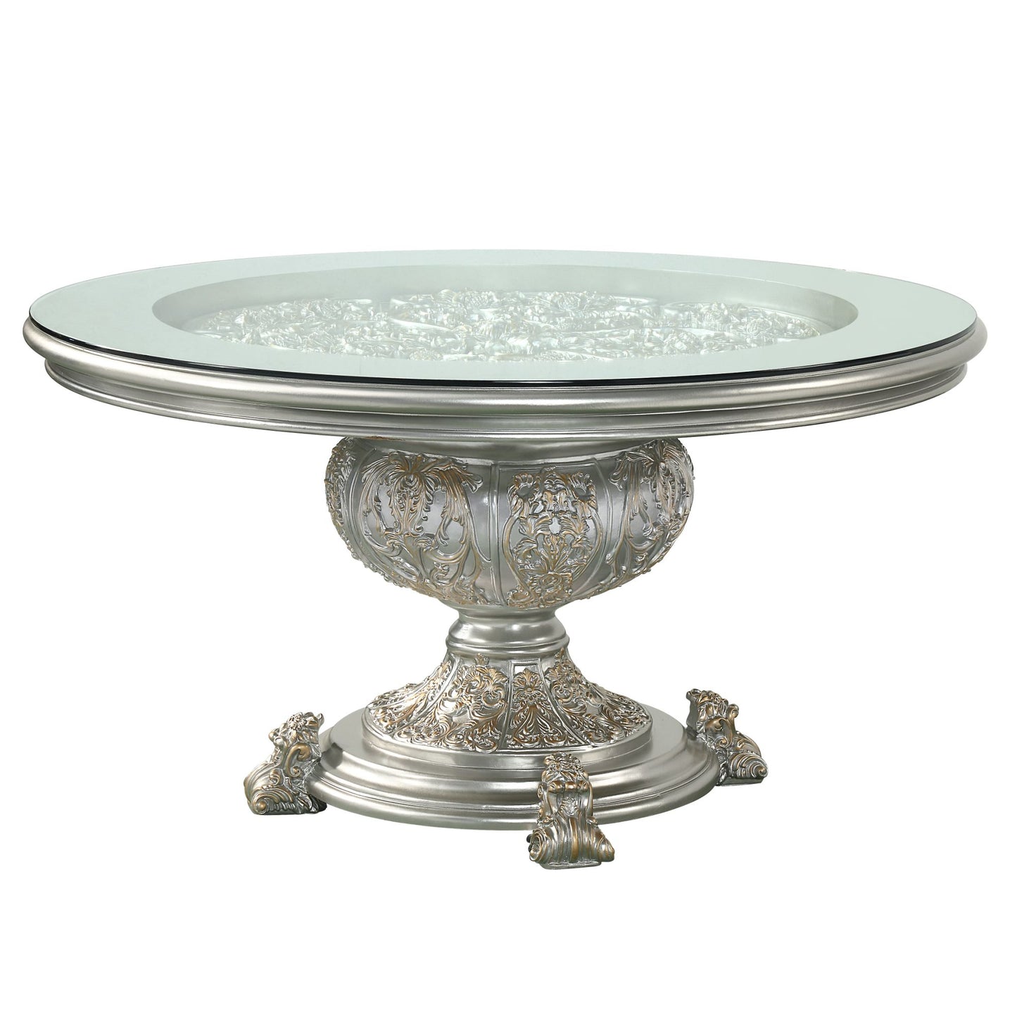 acme sandoval dining table champagne finish