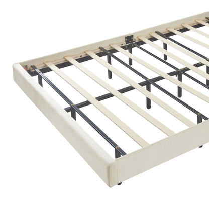 Floating Velvet Elegant Smart LED Platform Bed
