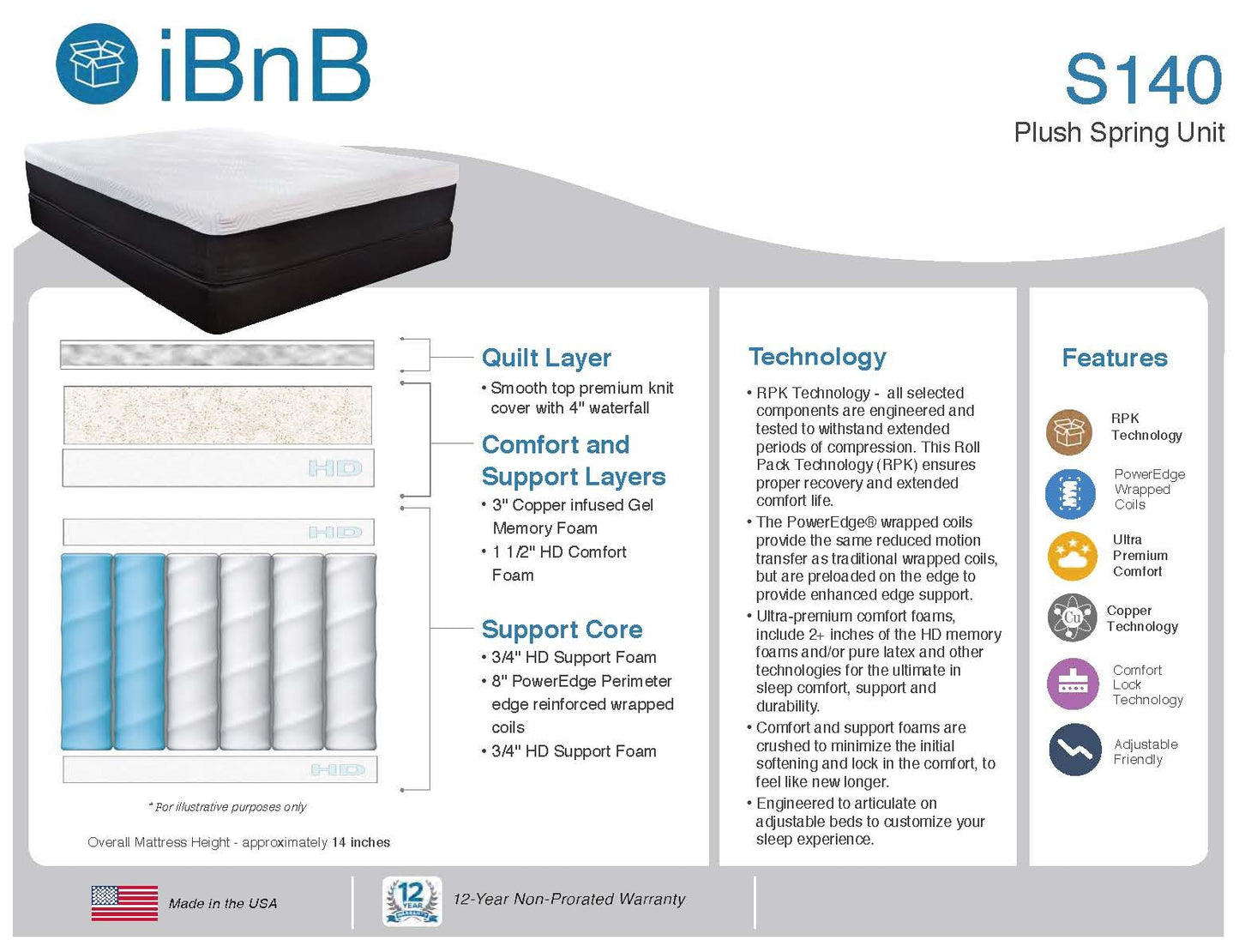 california king mattress 72" x 84" x 14"