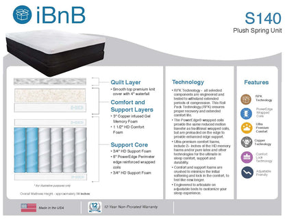 CALIFORNIA KING MATTRESS 72" x 84" x 14"