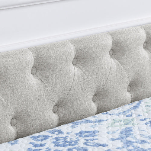 morgan queen size daybed with drawers upholstered tufted sofa bed, beige