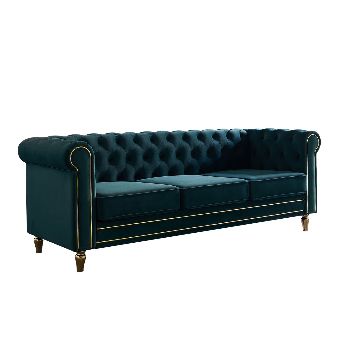 chesterfield velvet sofa, green