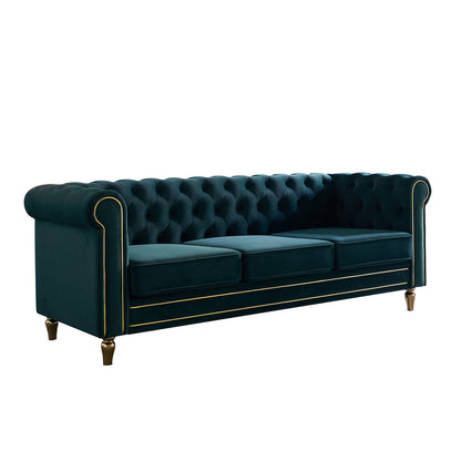 Chesterfield Velvet Sofa, GREEN