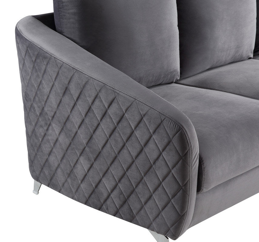 sofia velvet sofa set, grey