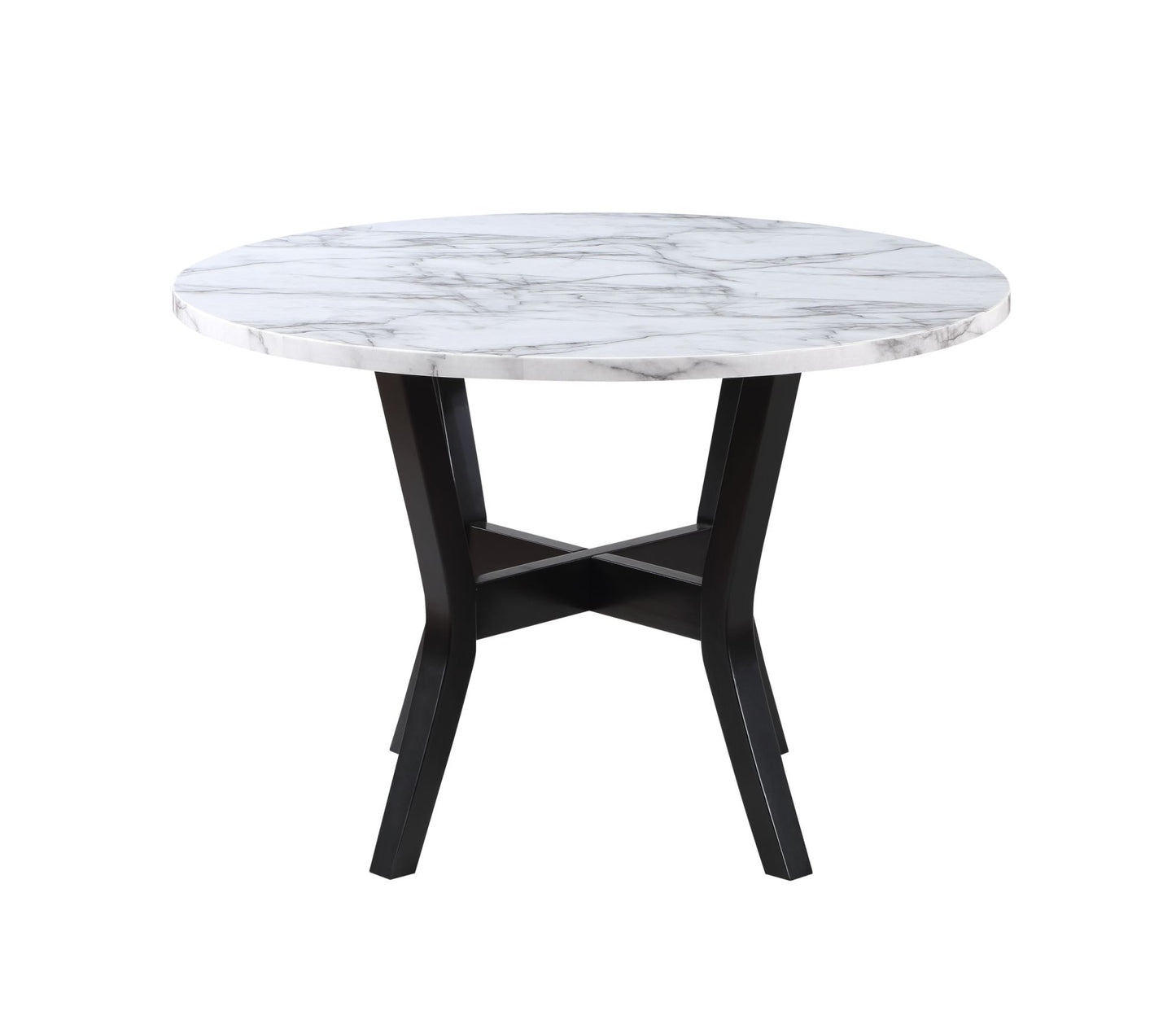 acme kusa 5pc pack dining set, engineering stone top & black finish
