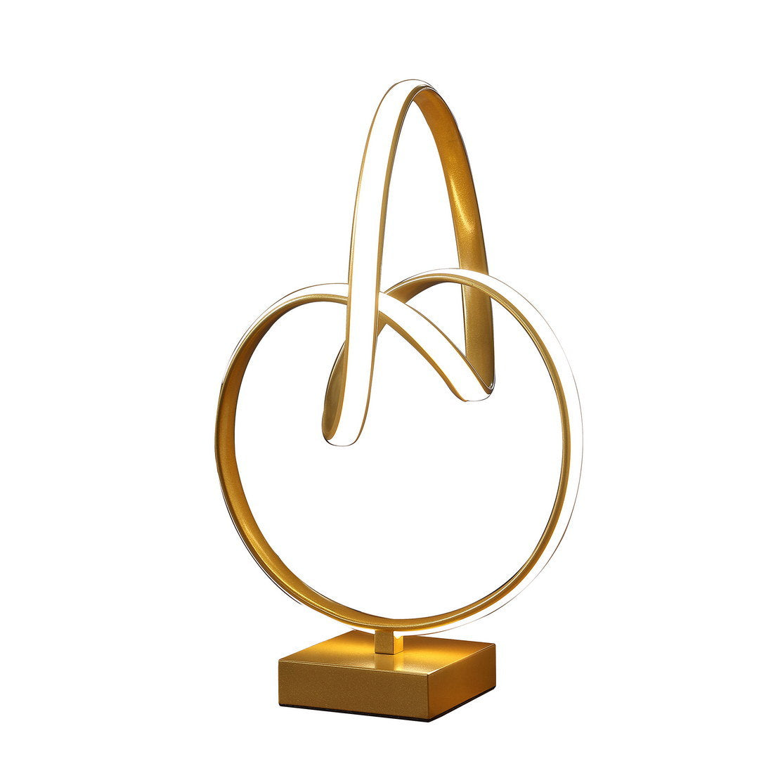 19" in abstract infinity matte gold modern table lamp