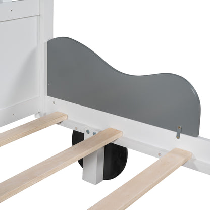 Twin Size Car-Shaped Platform Bed, White