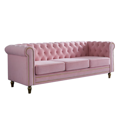 Chesterfield Velvet Sofa, Pink