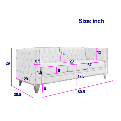 3-seater + 2-seater Combination Sofa, Grey Velvet