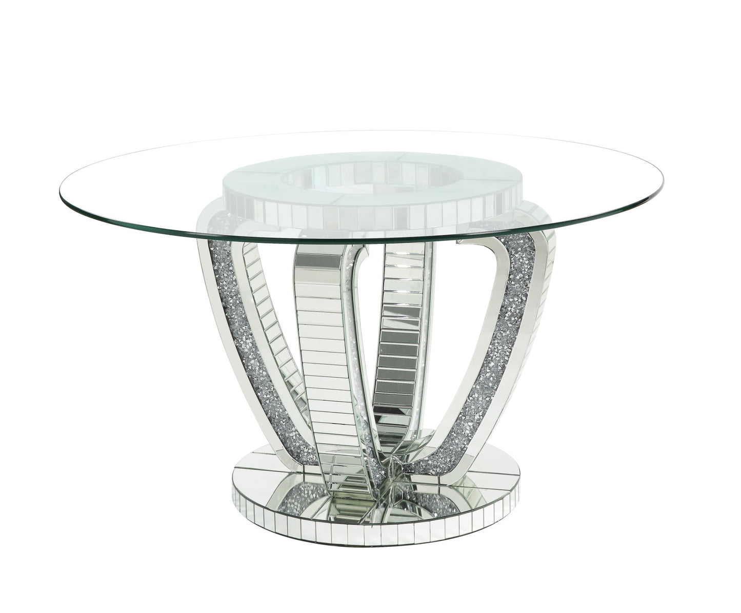 acme noralie dining table mirrored & faux diamonds