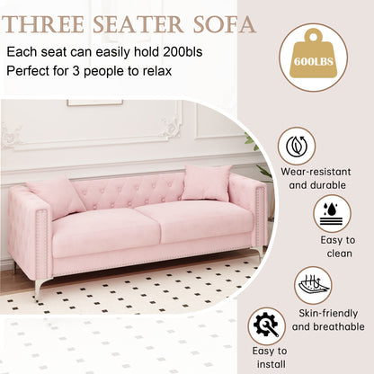 Morgan Sofa includes 2 pillows, Pink Velvet